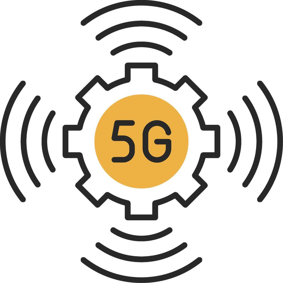 5G Skined Filled Icon vector