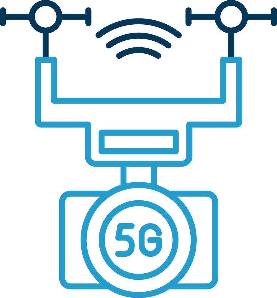 Smart Drone Line Blue Two Color Icon vector