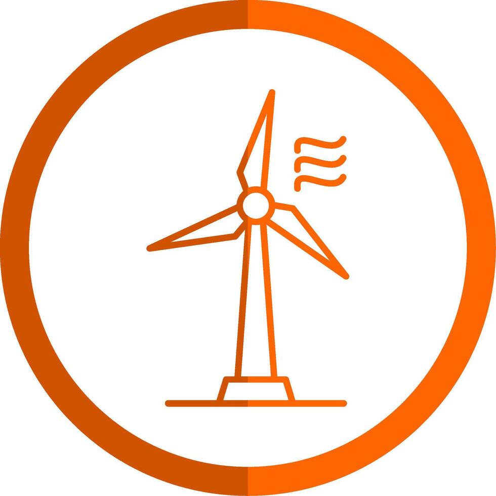 Wind Turbine Line Orange Circle Icon vector