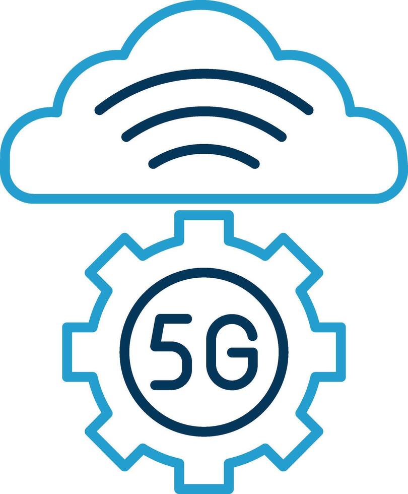 Cloud Server Line Blue Two Color Icon vector