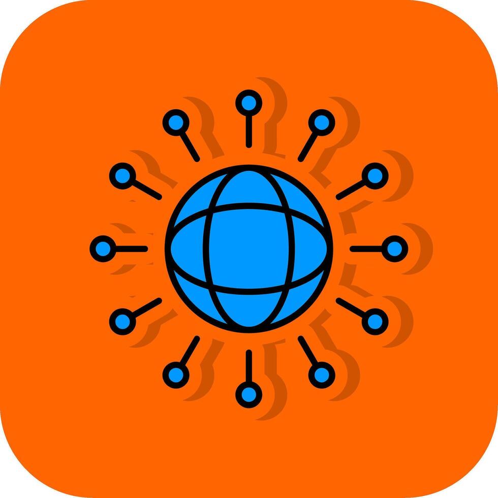 Globalization Filled Orange background Icon vector
