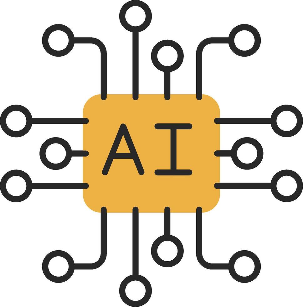 Ai Skined Filled Icon vector