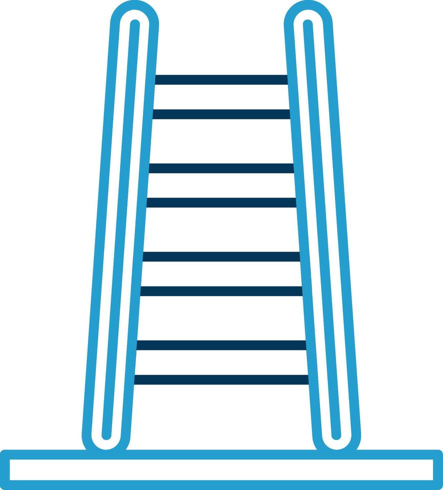 paso escalera línea azul dos color icono vector