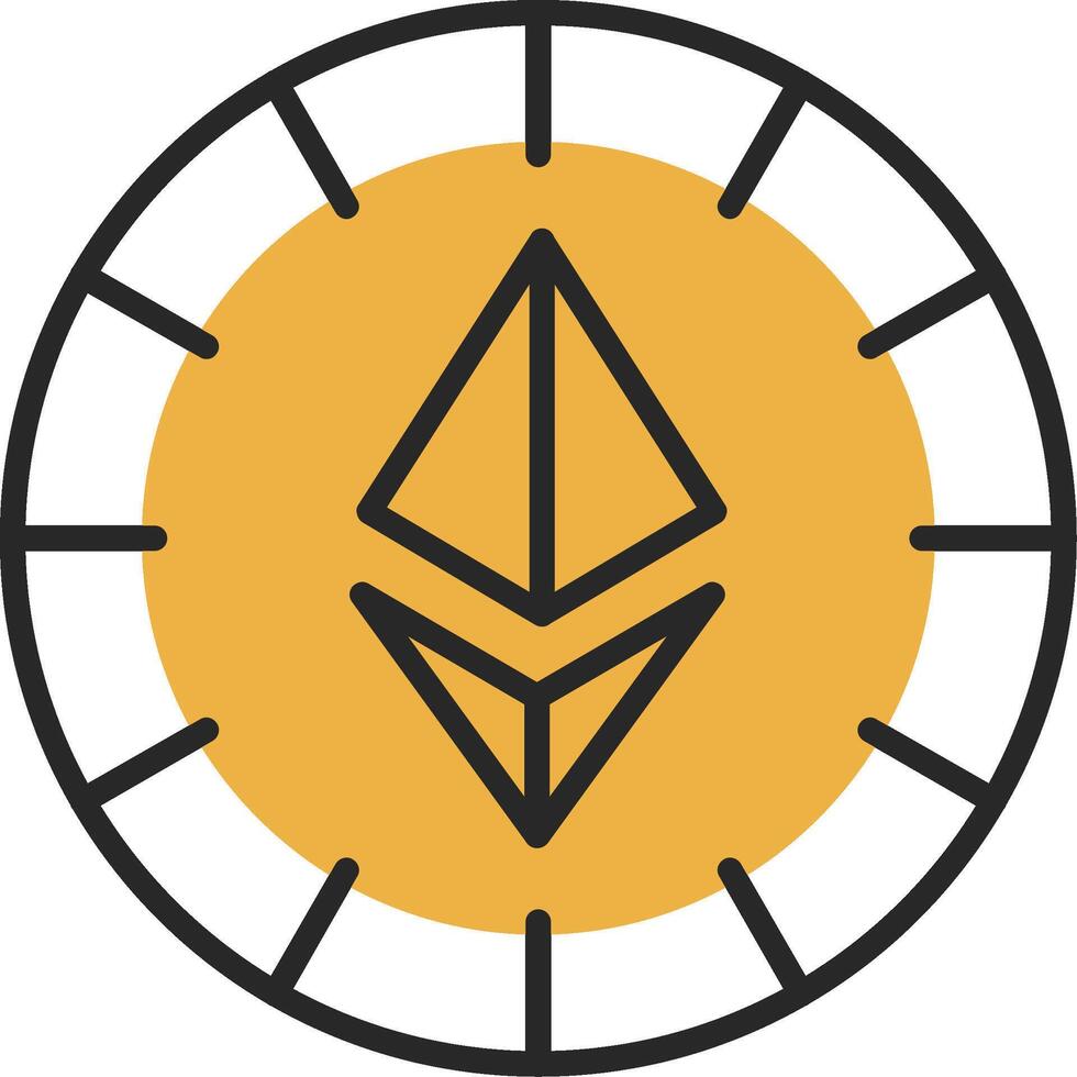 Ethereum Coins Skined Filled Icon vector
