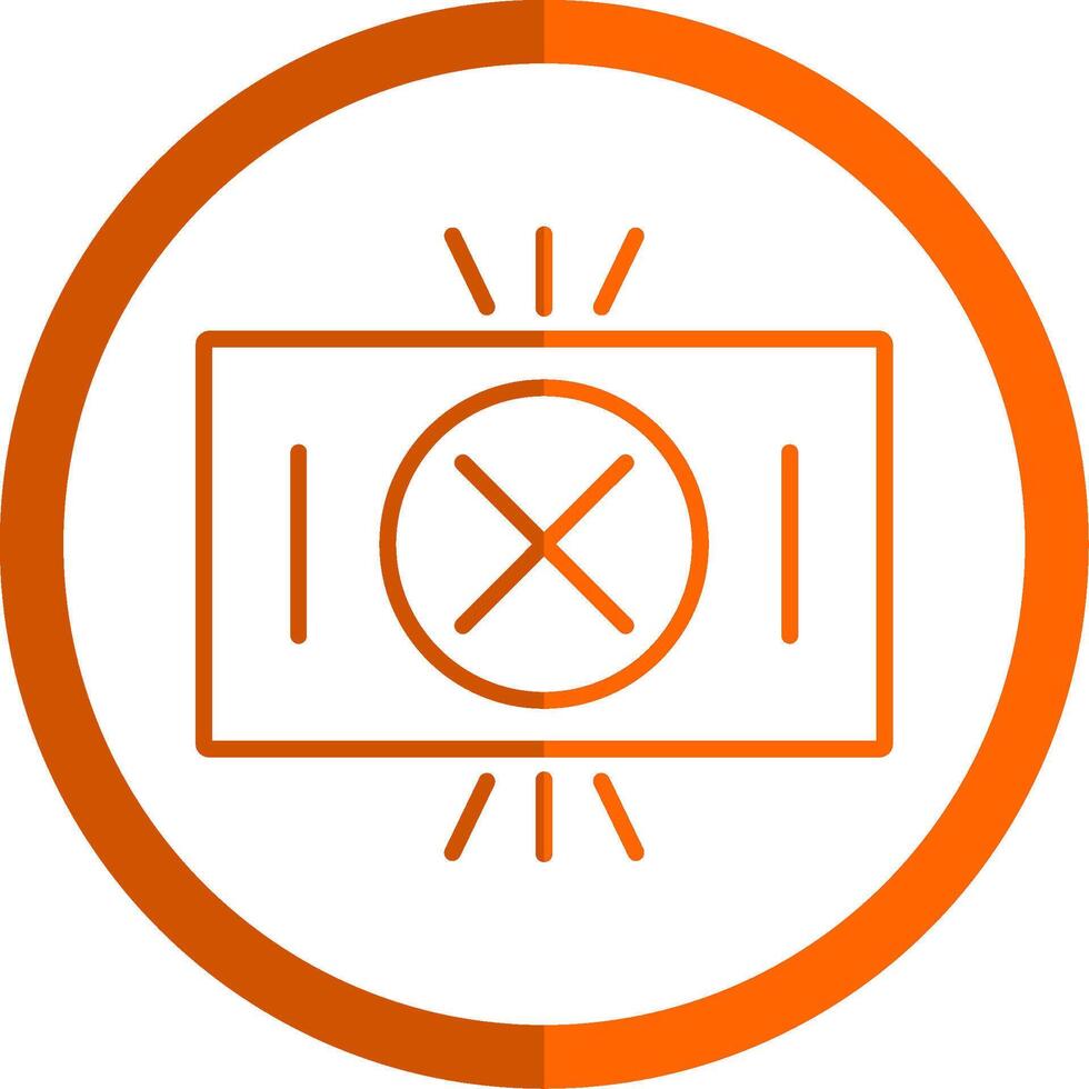 Red Card Line Orange Circle Icon vector