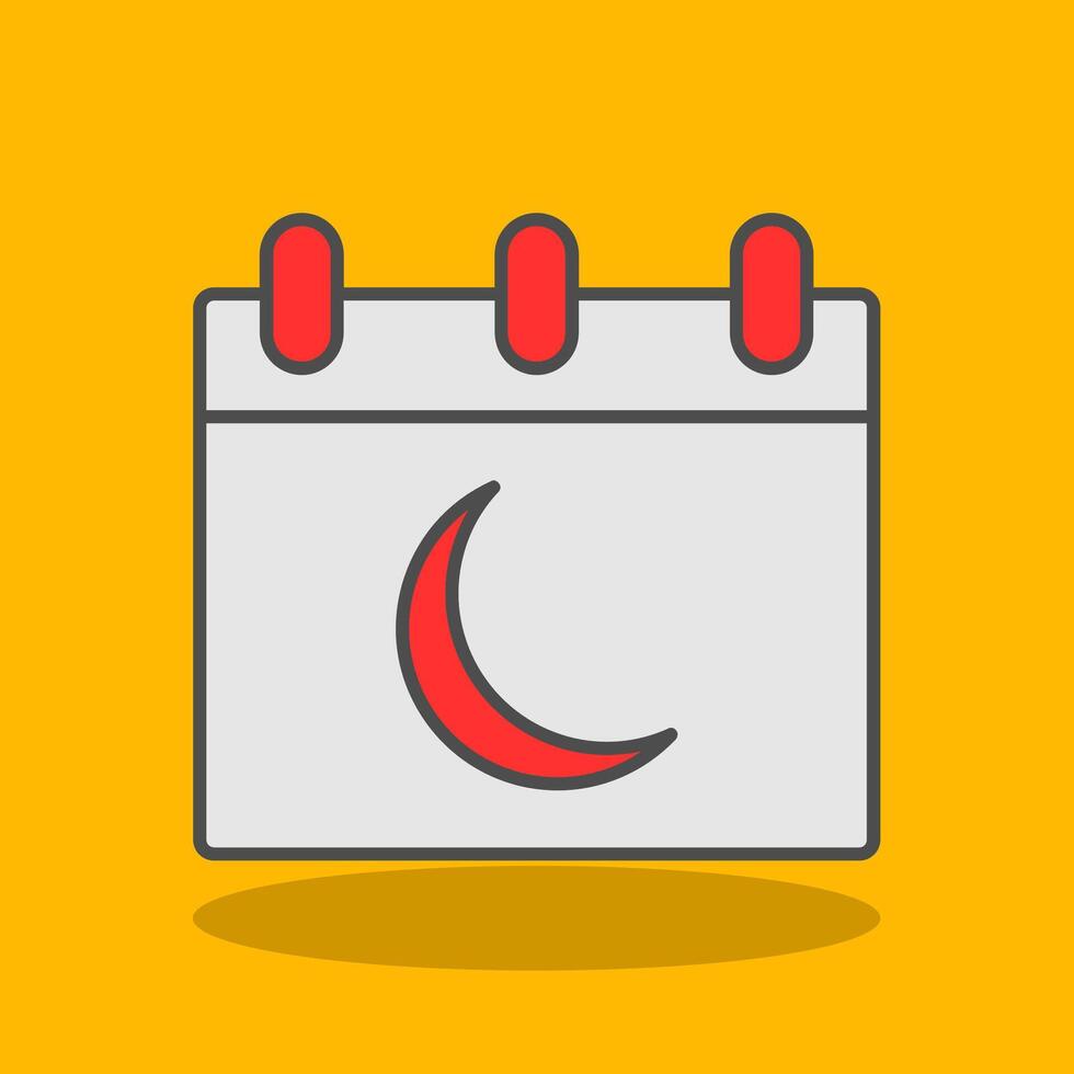 Moon Calendar Filled Shadow Icon vector