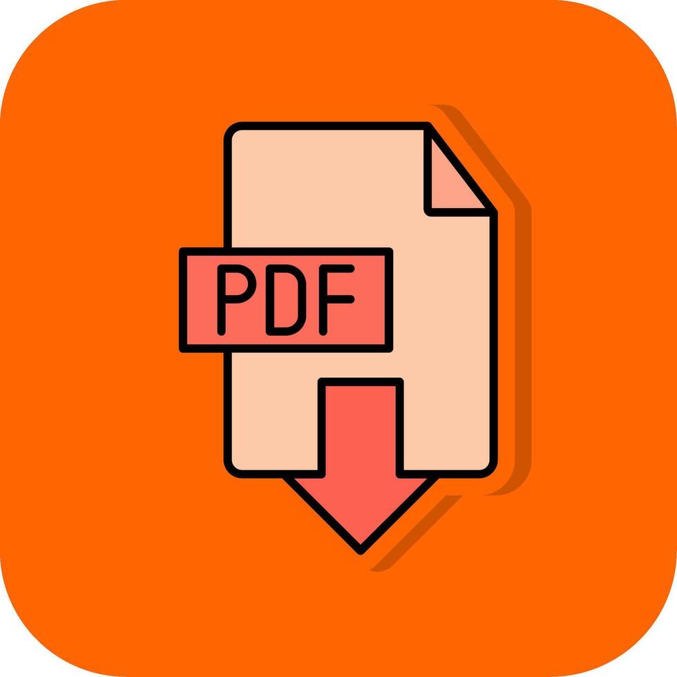 Download PDF Filled Orange background Icon vector