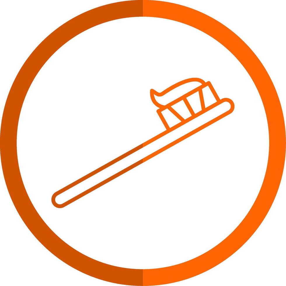cepillo de dientes línea naranja circulo icono vector