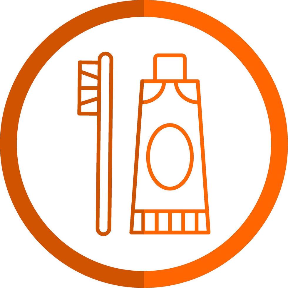 Toothpaste Line Orange Circle Icon vector