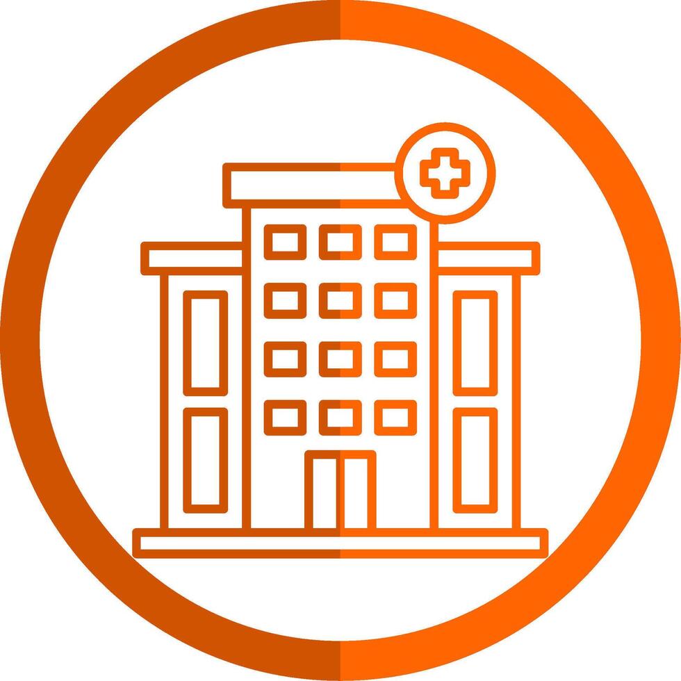 Hospital Line Orange Circle Icon vector