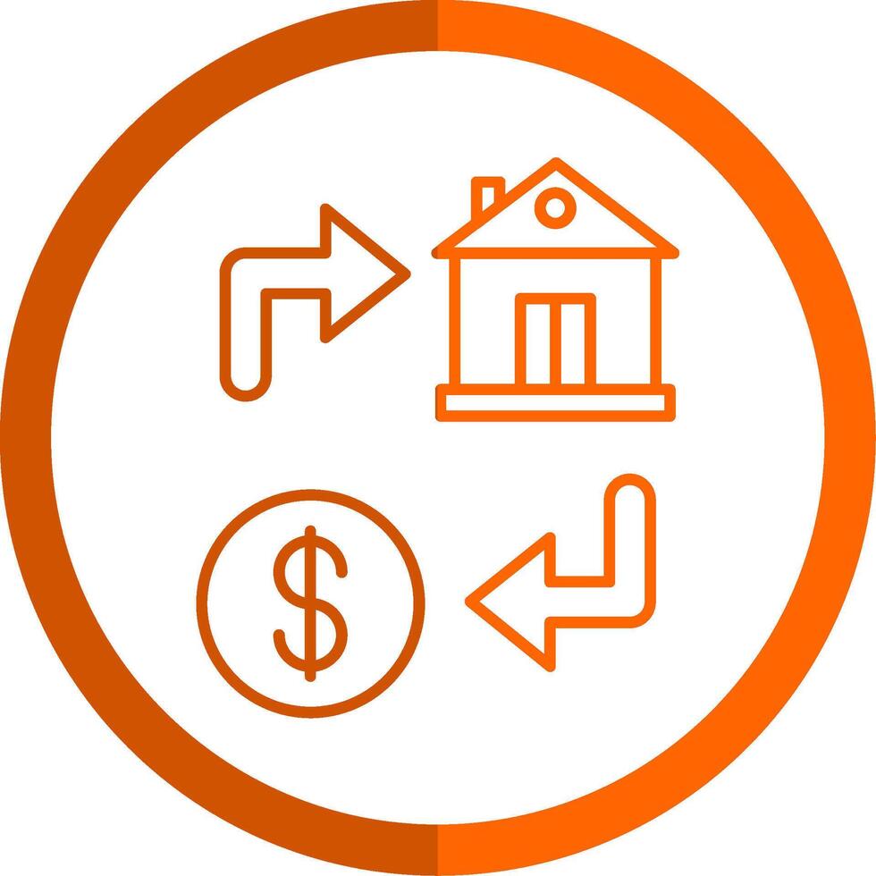 Property Exchange Line Orange Circle Icon vector