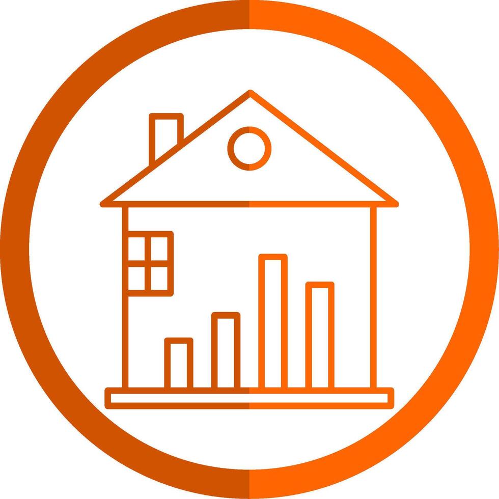 Real Estate Stats Line Orange Circle Icon vector