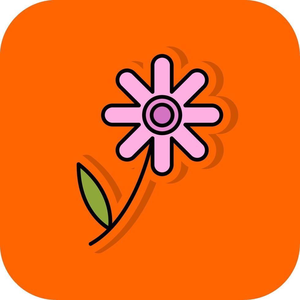 Chamomile Filled Orange background Icon vector