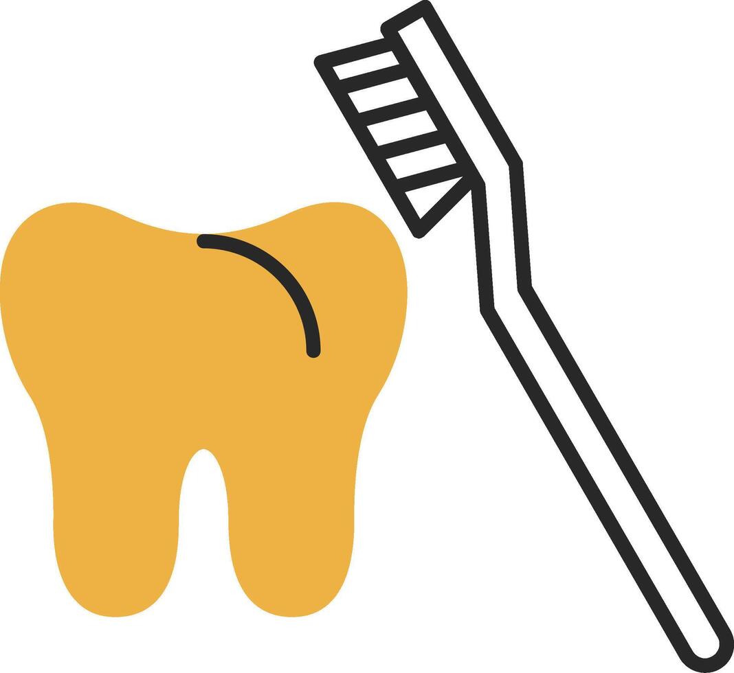 cepillo de dientes desollado lleno icono vector