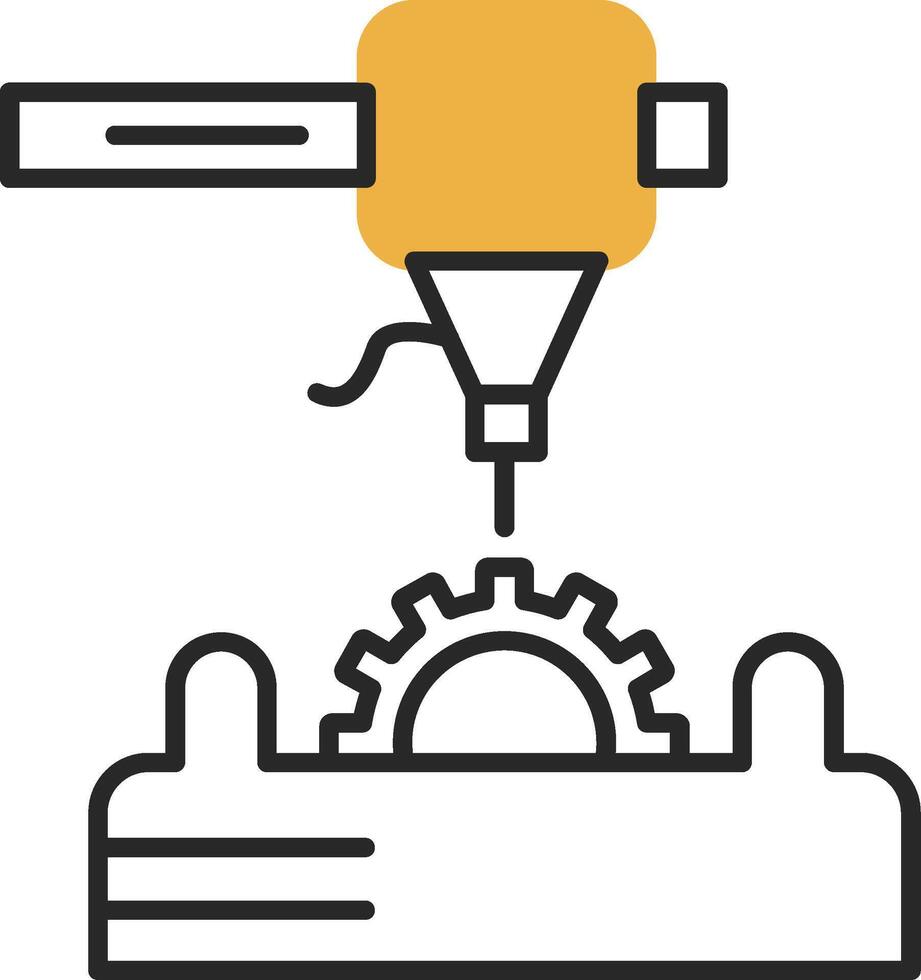 3d Printer Skined Filled Icon vector