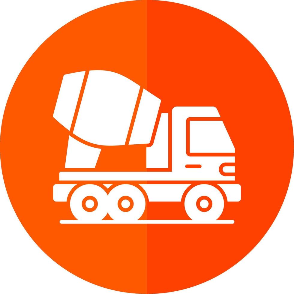 Concrete Mixer Truck Glyph Red Circle Icon vector