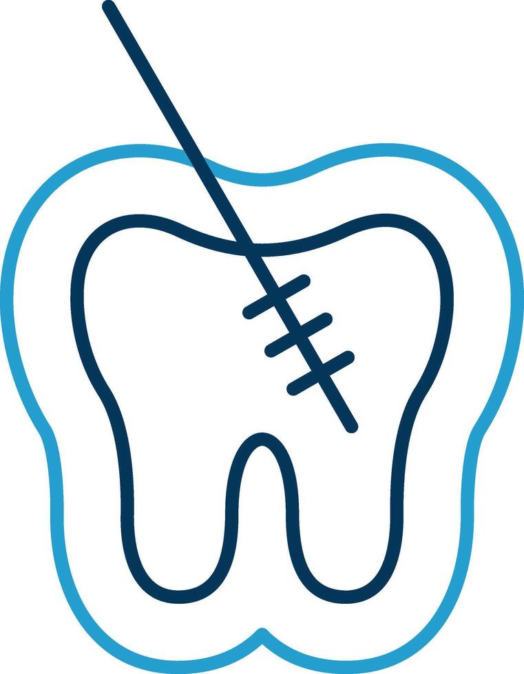 Root Canal Line Blue Two Color Icon vector