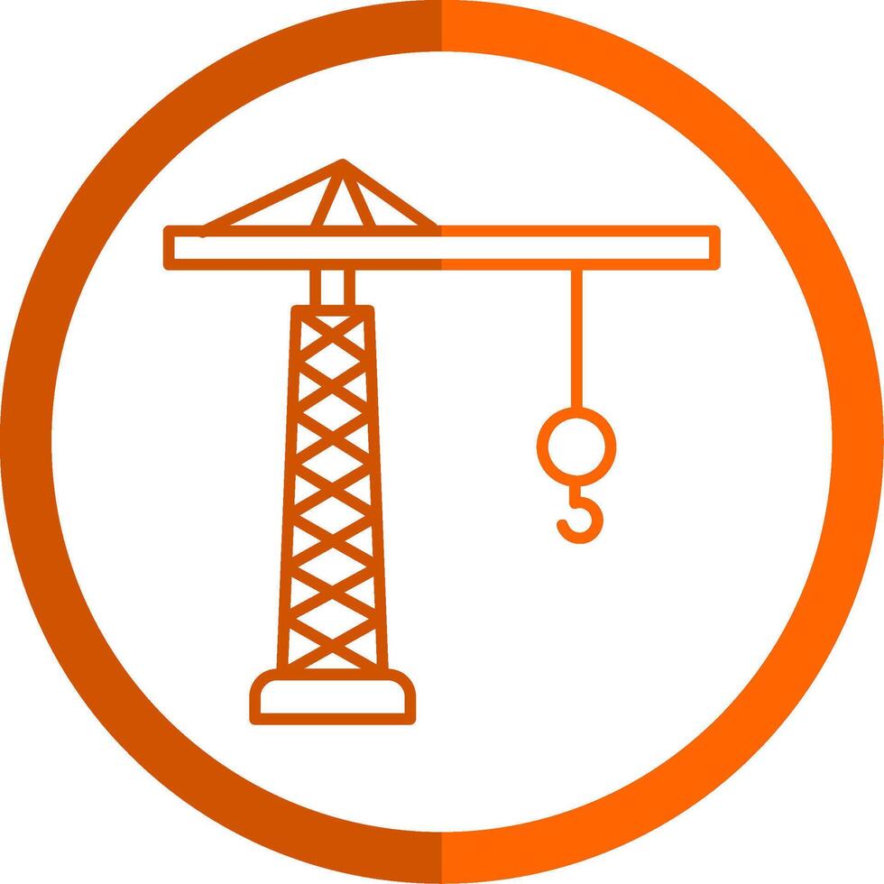 Tower Crane Line Orange Circle Icon vector