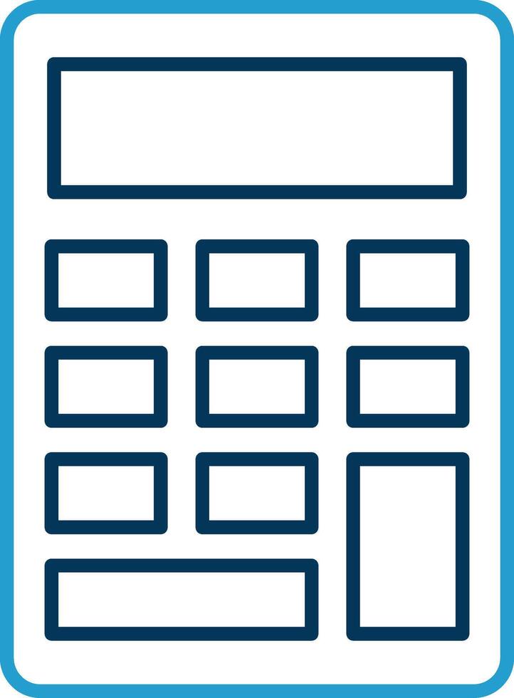 Calculator Line Blue Two Color Icon vector