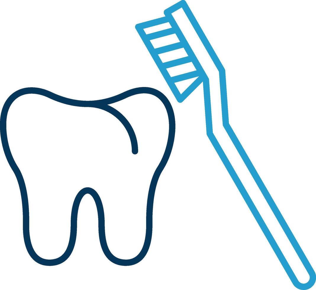 Toothbrush Line Blue Two Color Icon vector