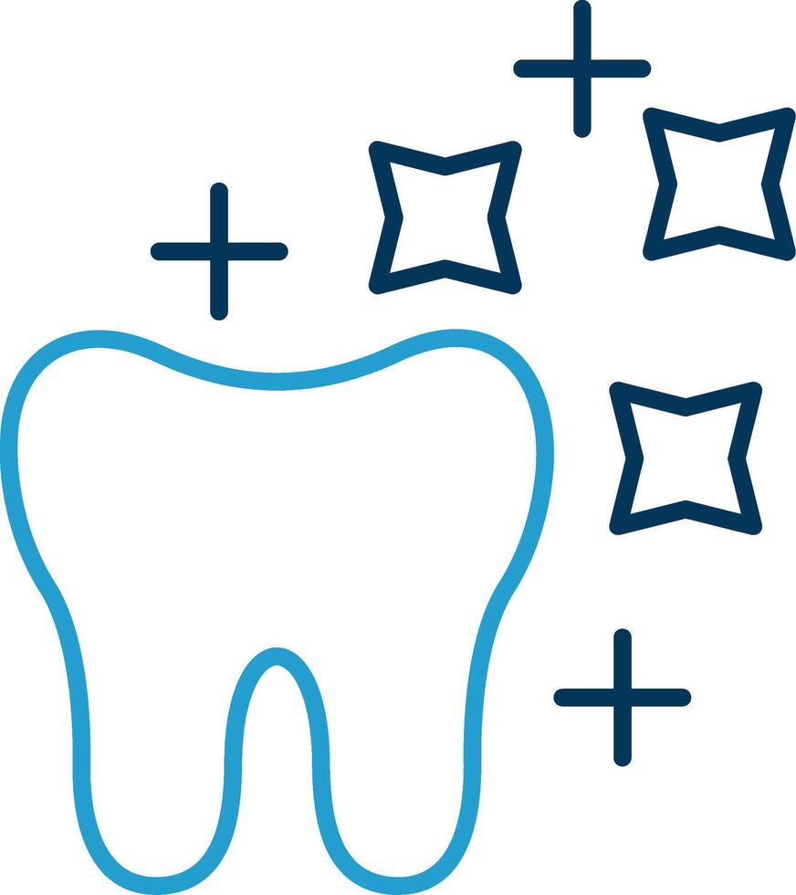 Tooth Whitening Line Blue Two Color Icon vector