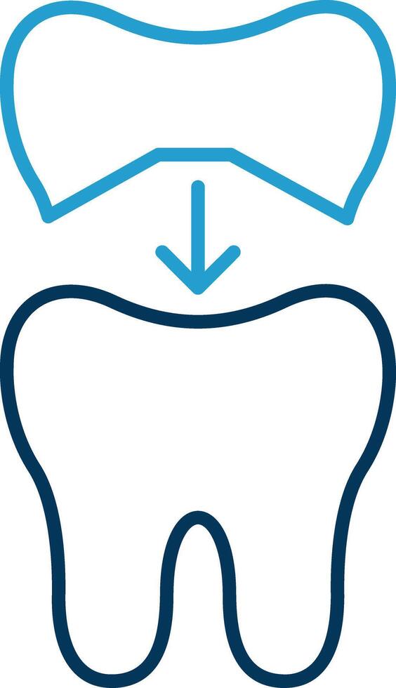 Tooth Cap Line Blue Two Color Icon vector