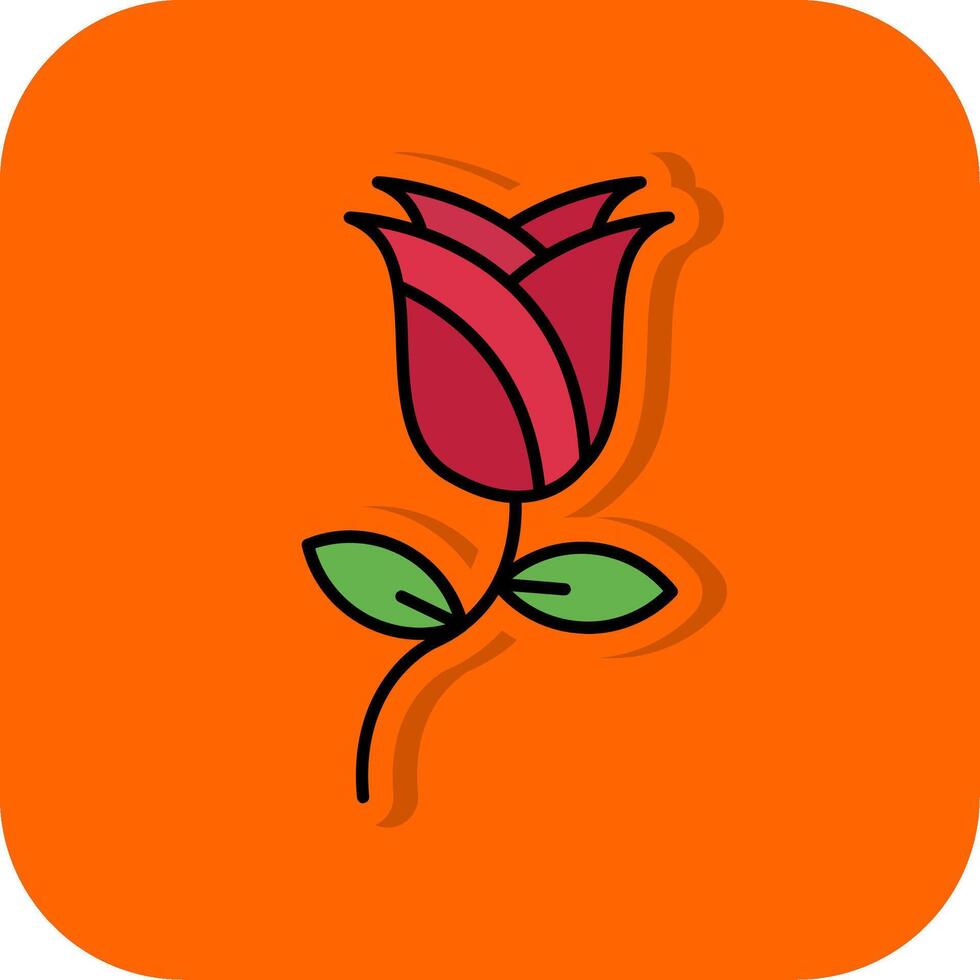 Rosa lleno naranja antecedentes icono vector