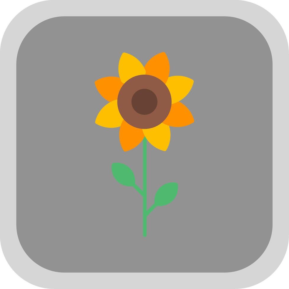 Sunflower Flat Round Corner Icon vector