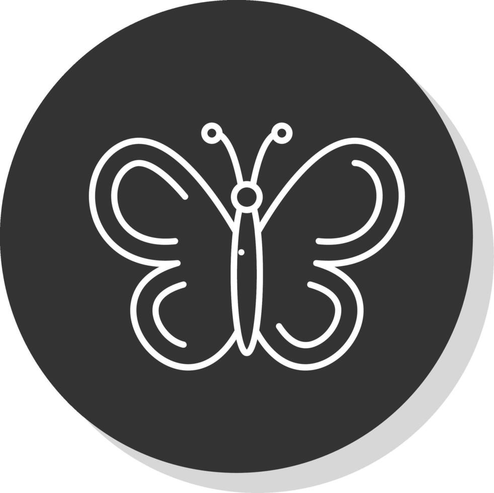 Butterfly Line Grey Circle Icon vector