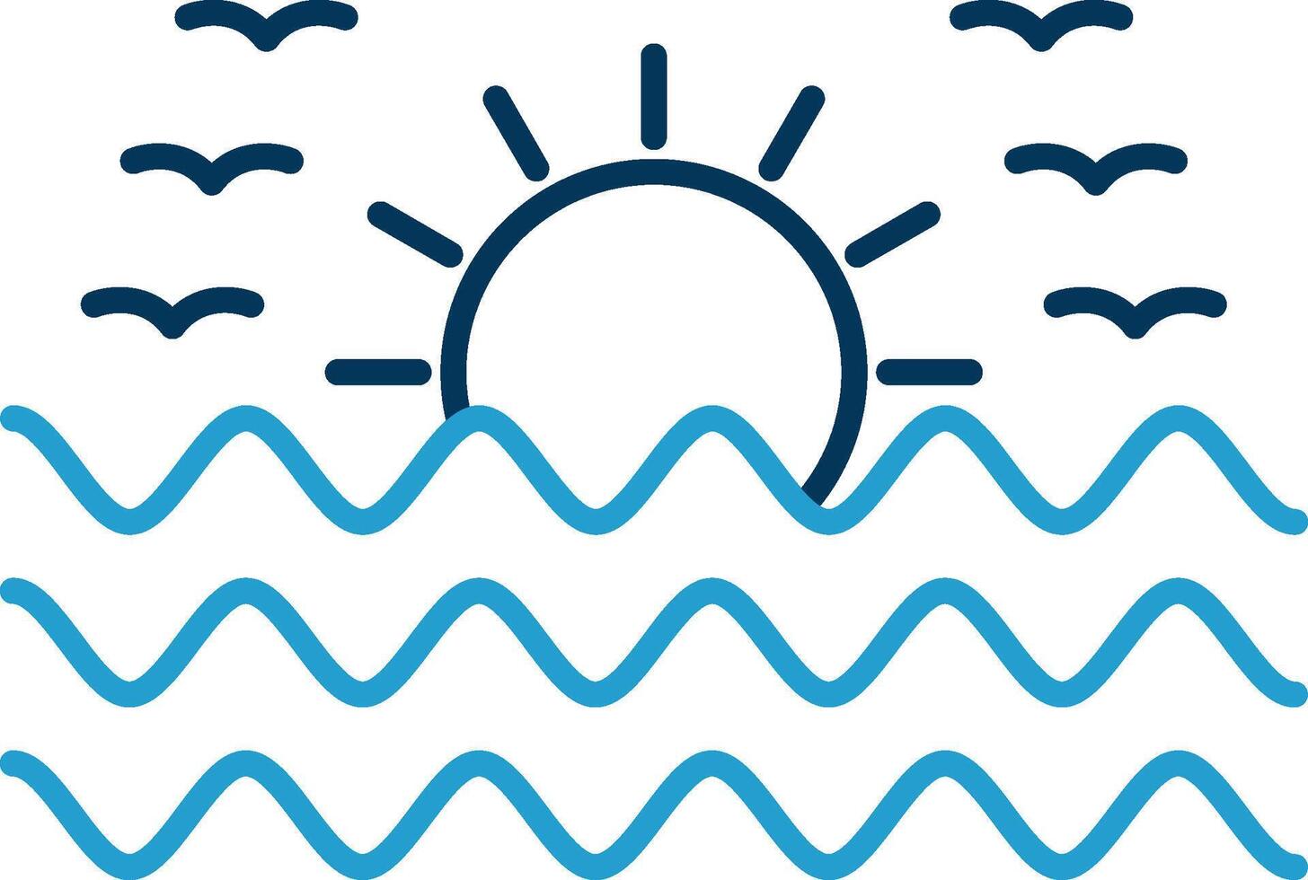 Sunset Line Blue Two Color Icon vector