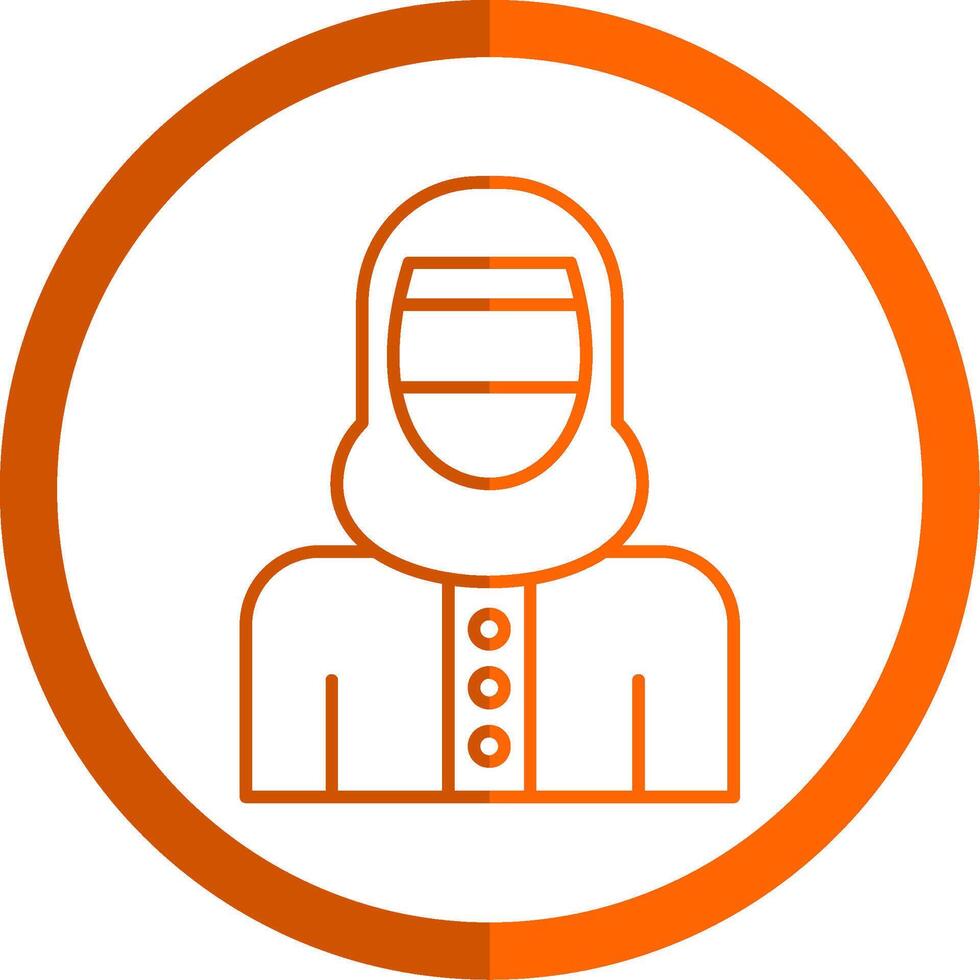 mujer con niqab línea naranja circulo icono vector