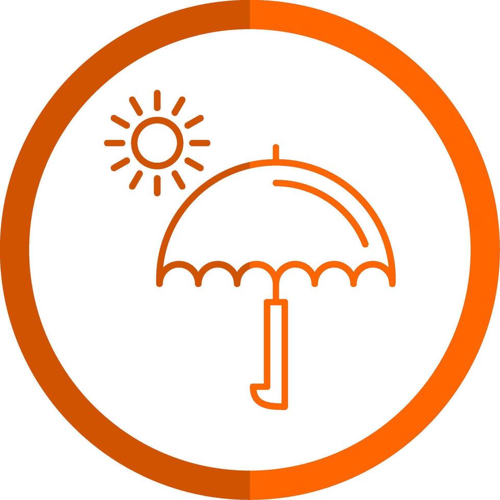 Umbrella Line Orange Circle Icon vector