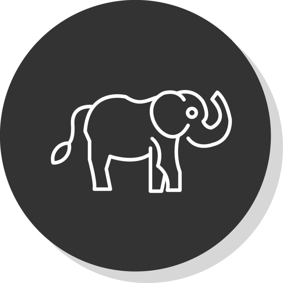 elefante línea gris circulo icono vector