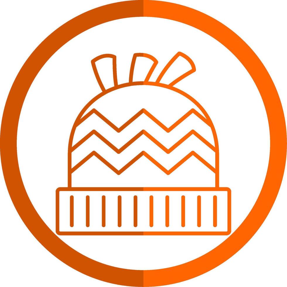 invierno sombrero línea naranja circulo icono vector