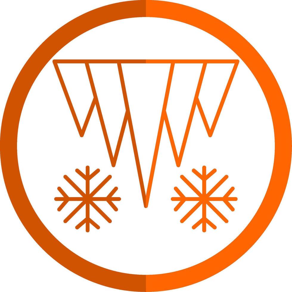 Icicle Line Orange Circle Icon vector