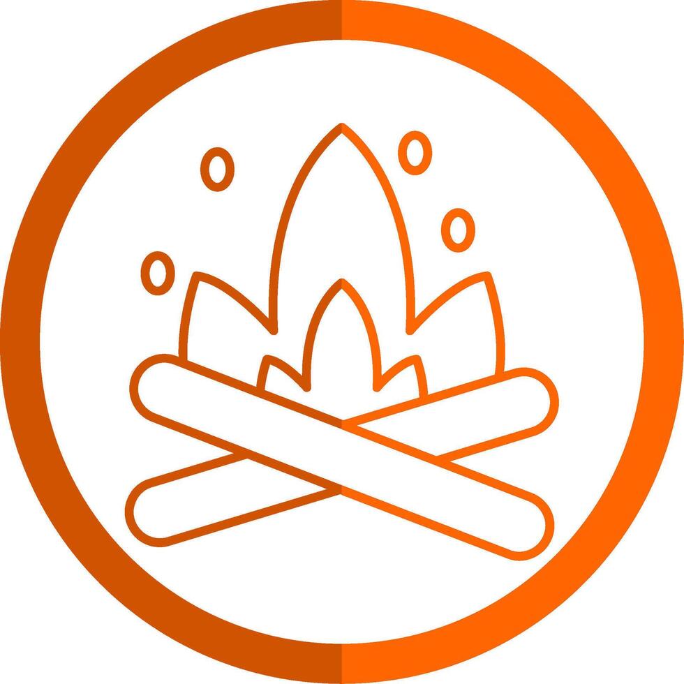 Bonfire Line Orange Circle Icon vector