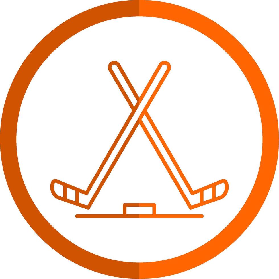 hielo hockey línea naranja circulo icono vector