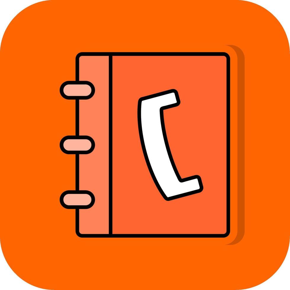 Phonebook Filled Orange background Icon vector