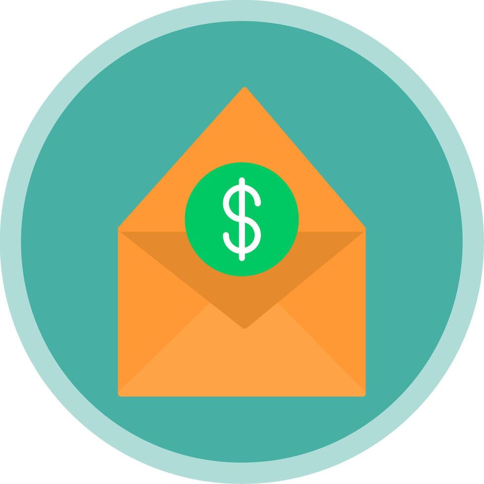Salary Mail Flat Multi Circle Icon vector