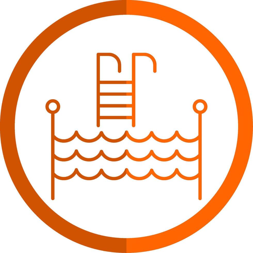 Swimming Pool Line Orange Circle Icon vector
