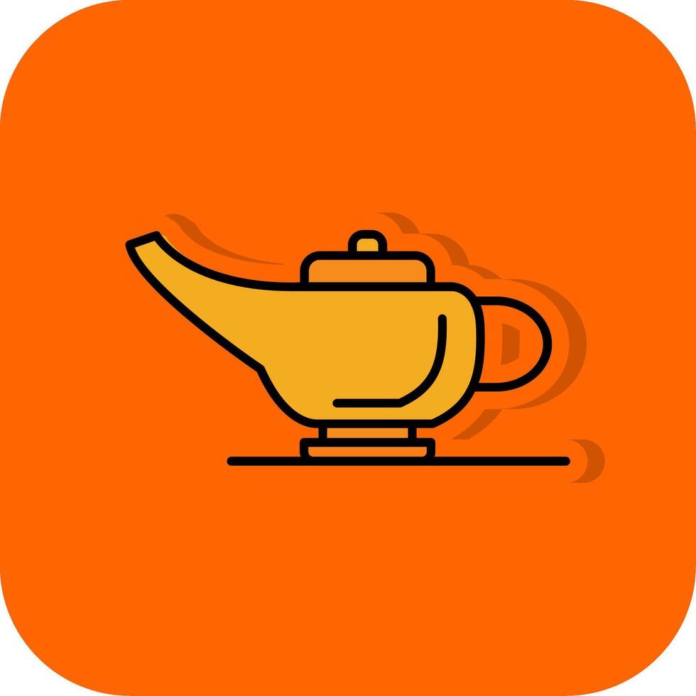 Arabian Magic Lamp Filled Orange background Icon vector