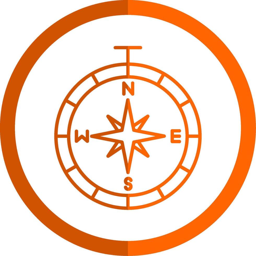 Brújula línea naranja circulo icono vector