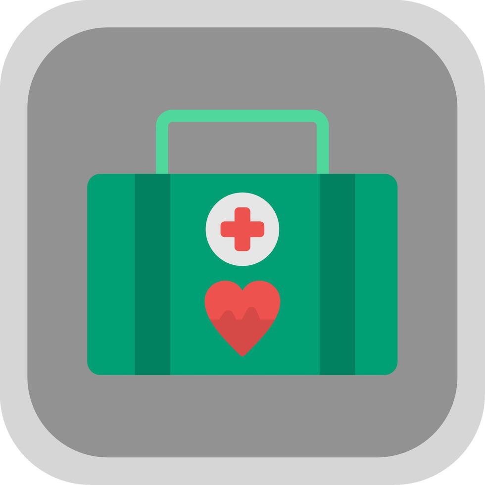 First Aid Kit Flat Round Corner Icon vector
