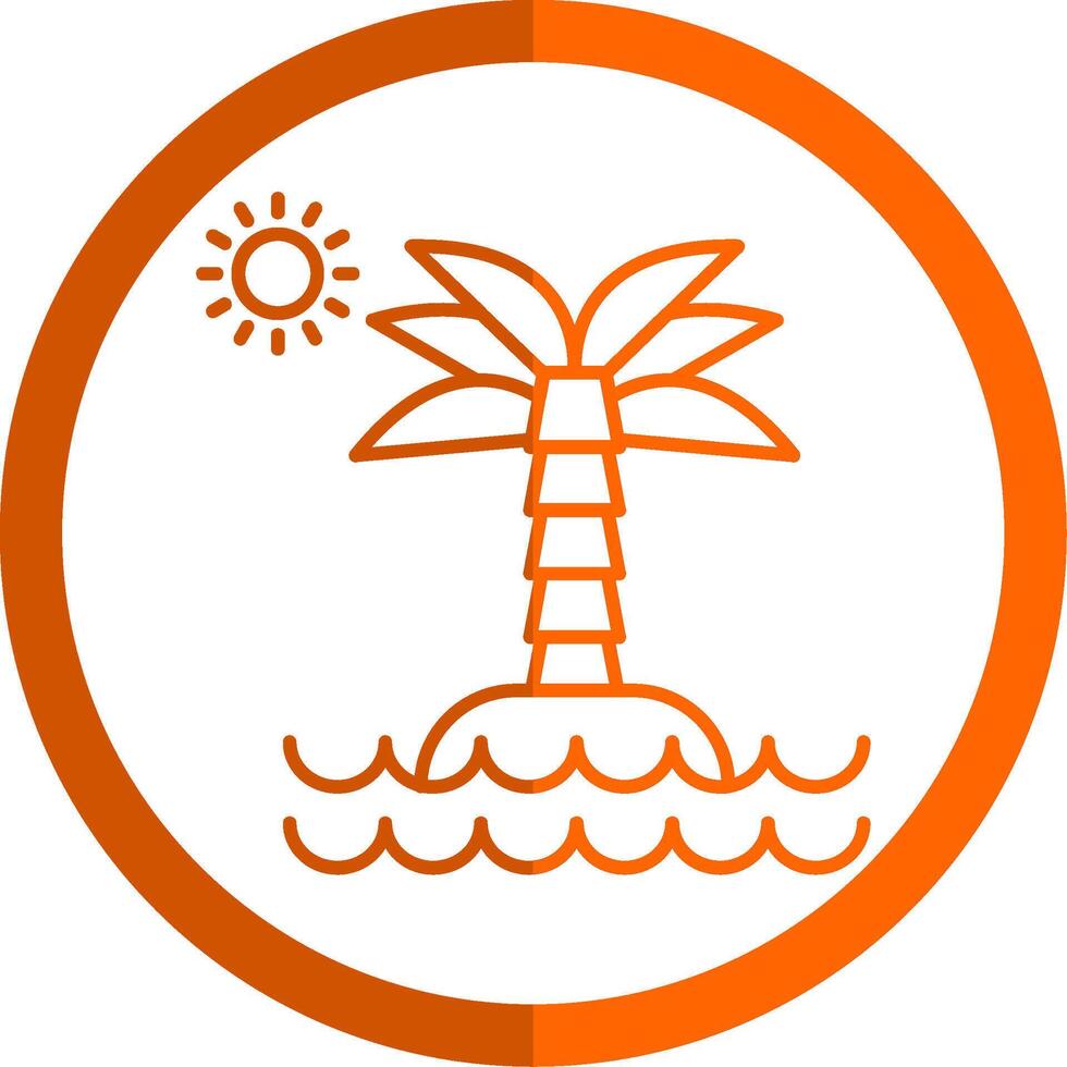 Desert Island Line Orange Circle Icon vector