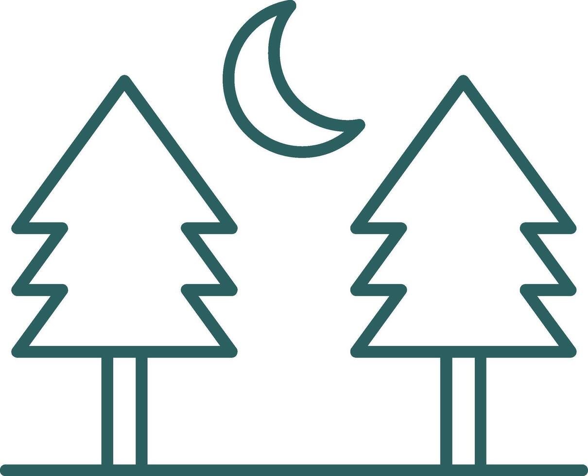 Pine tree Line Gradient Round Corner Icon vector