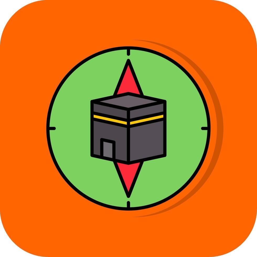 Qibla Compass Filled Orange background Icon vector