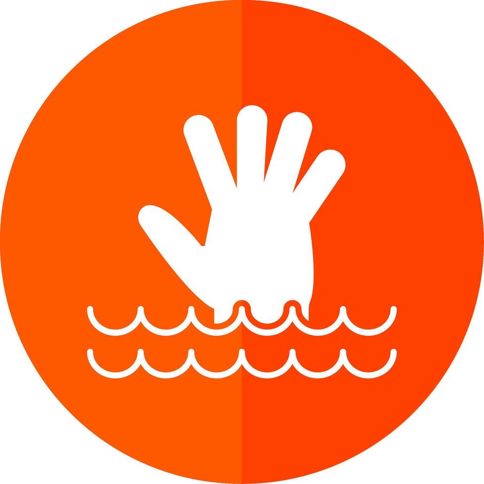 Drowning Glyph Red Circle Icon vector