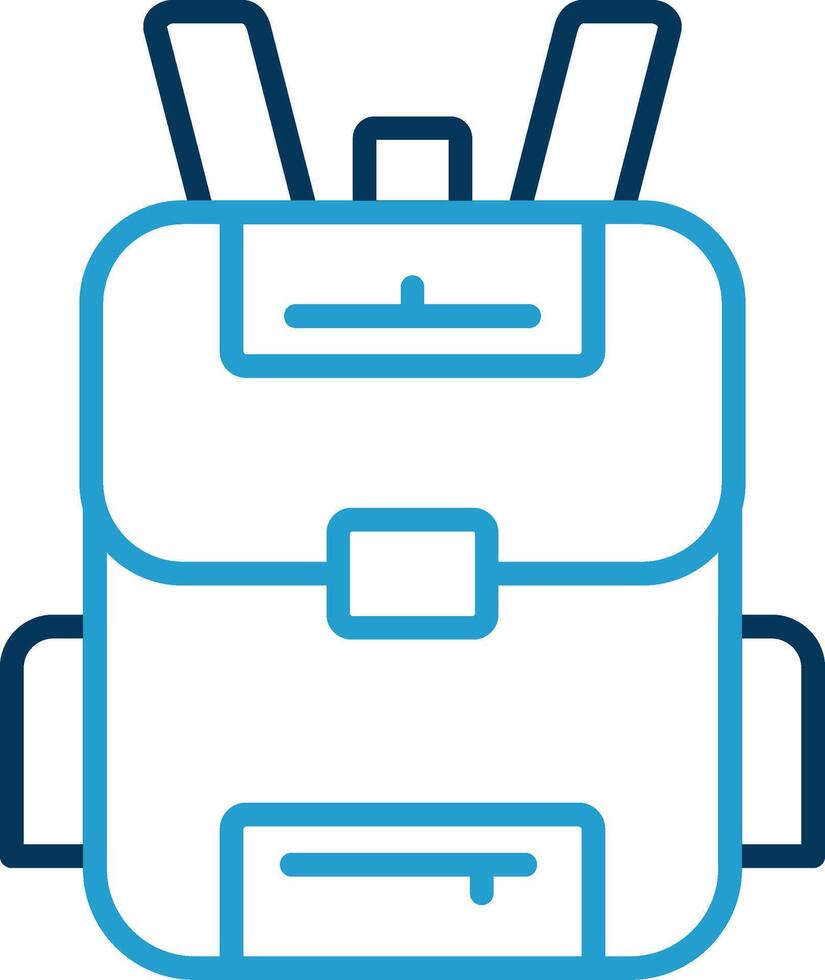 Backpack Line Blue Two Color Icon vector