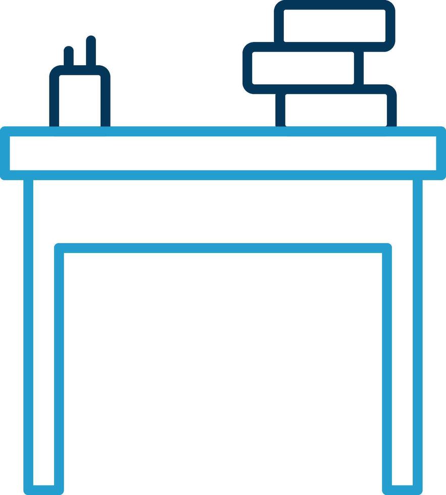 School Desk Line Blue Two Color Icon vector