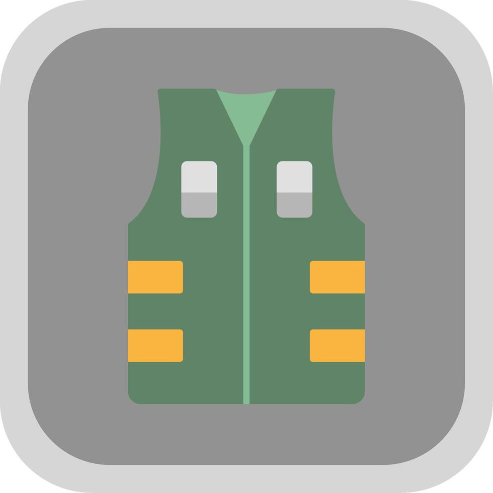 Bullet Proof Vest Flat Round Corner Icon vector